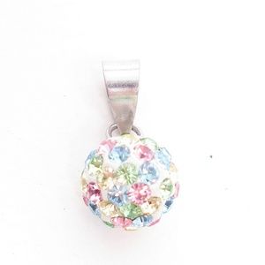 Sterling silver multi-colored pastel crystal rhinestone necklace‎ pendant